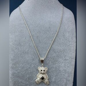 925 Italy Sterling Silver Teddy Bear Pendant Necklace